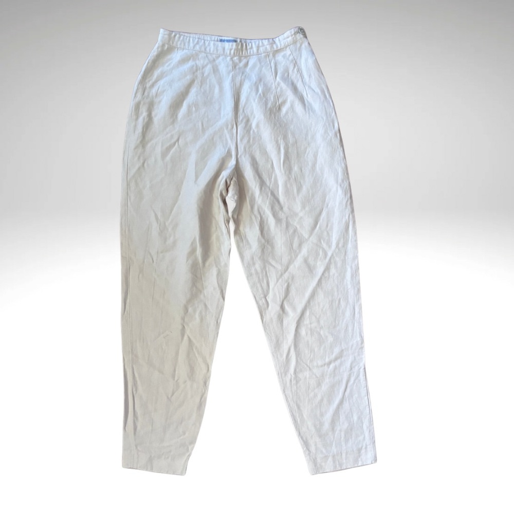 VTG Esprit High Rise Silk Linen Cream Ankle Pants 25” waist